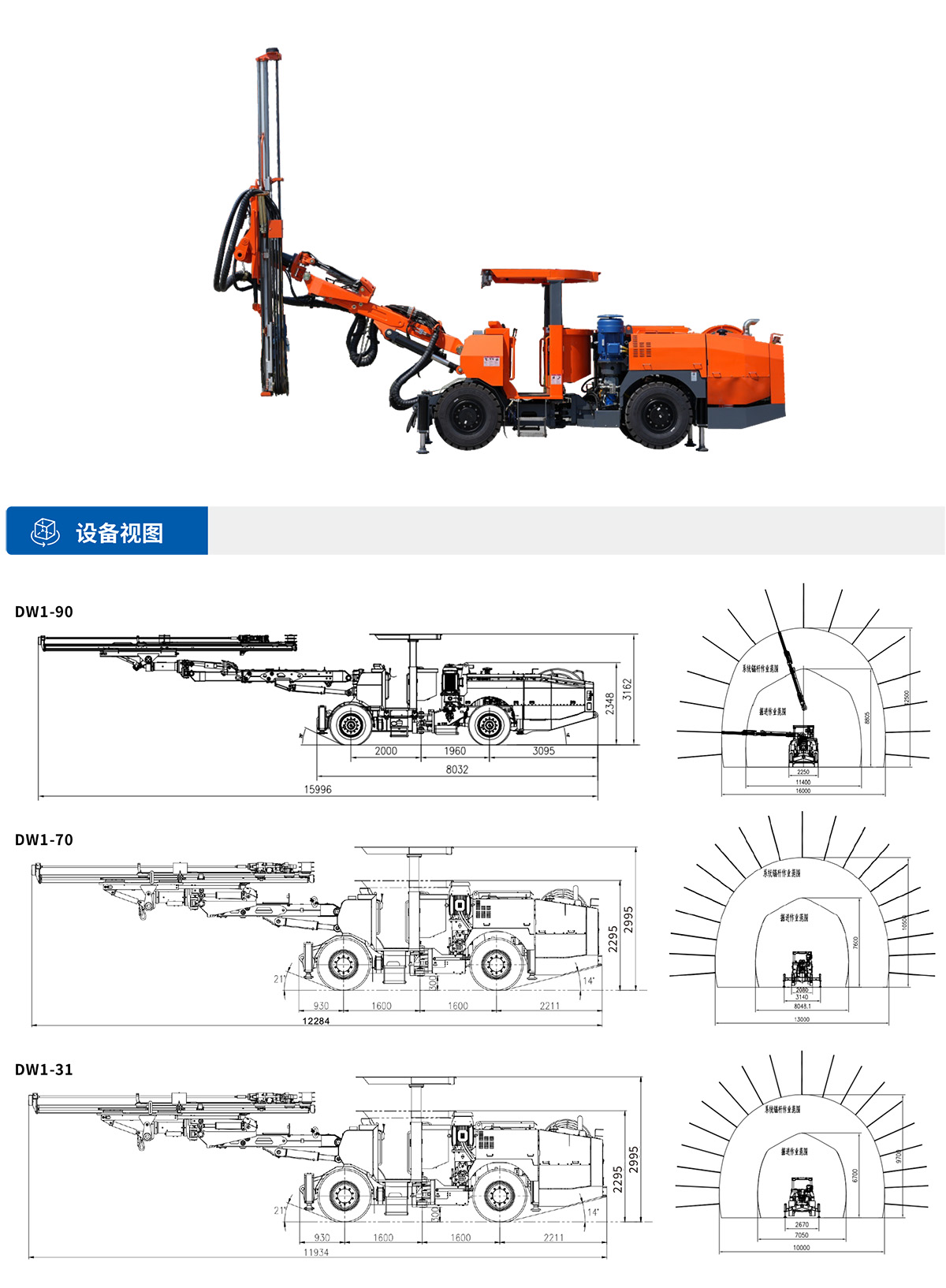 單臂掘進(jìn)鑿巖臺車(chē)設備視圖